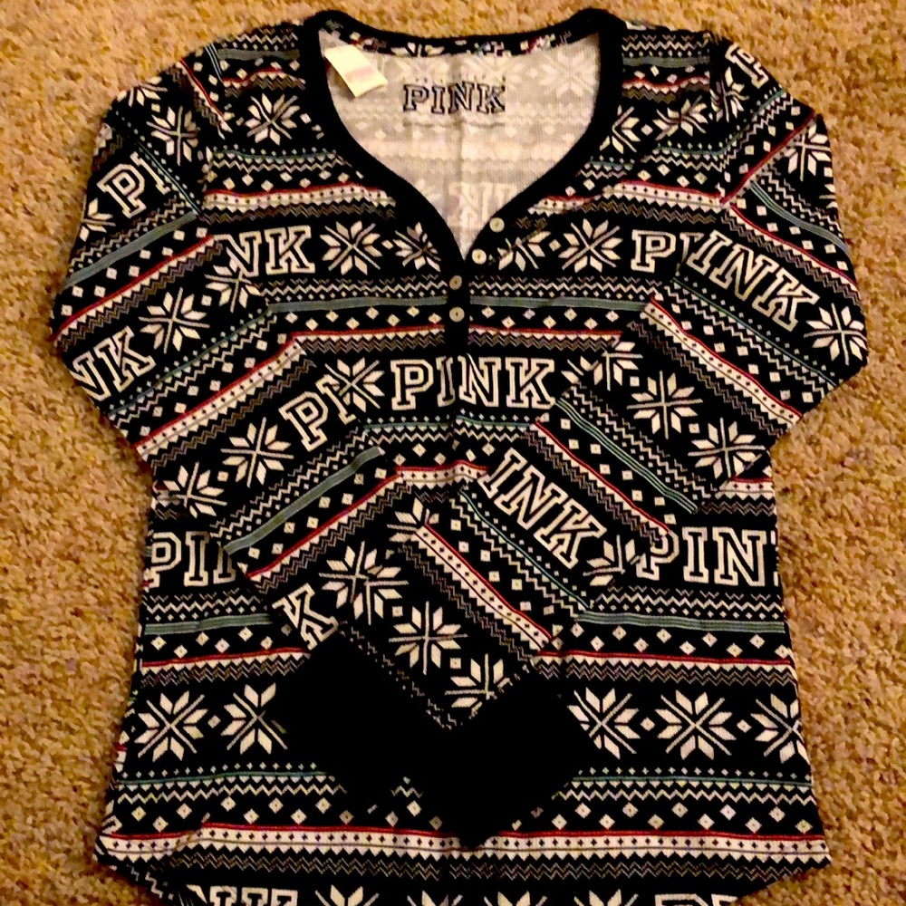 PINK Victoria's Secret Black and White Pajama Top